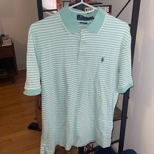 Ralph Lauren Polo, M - Green & White Stripe, Classic Fit